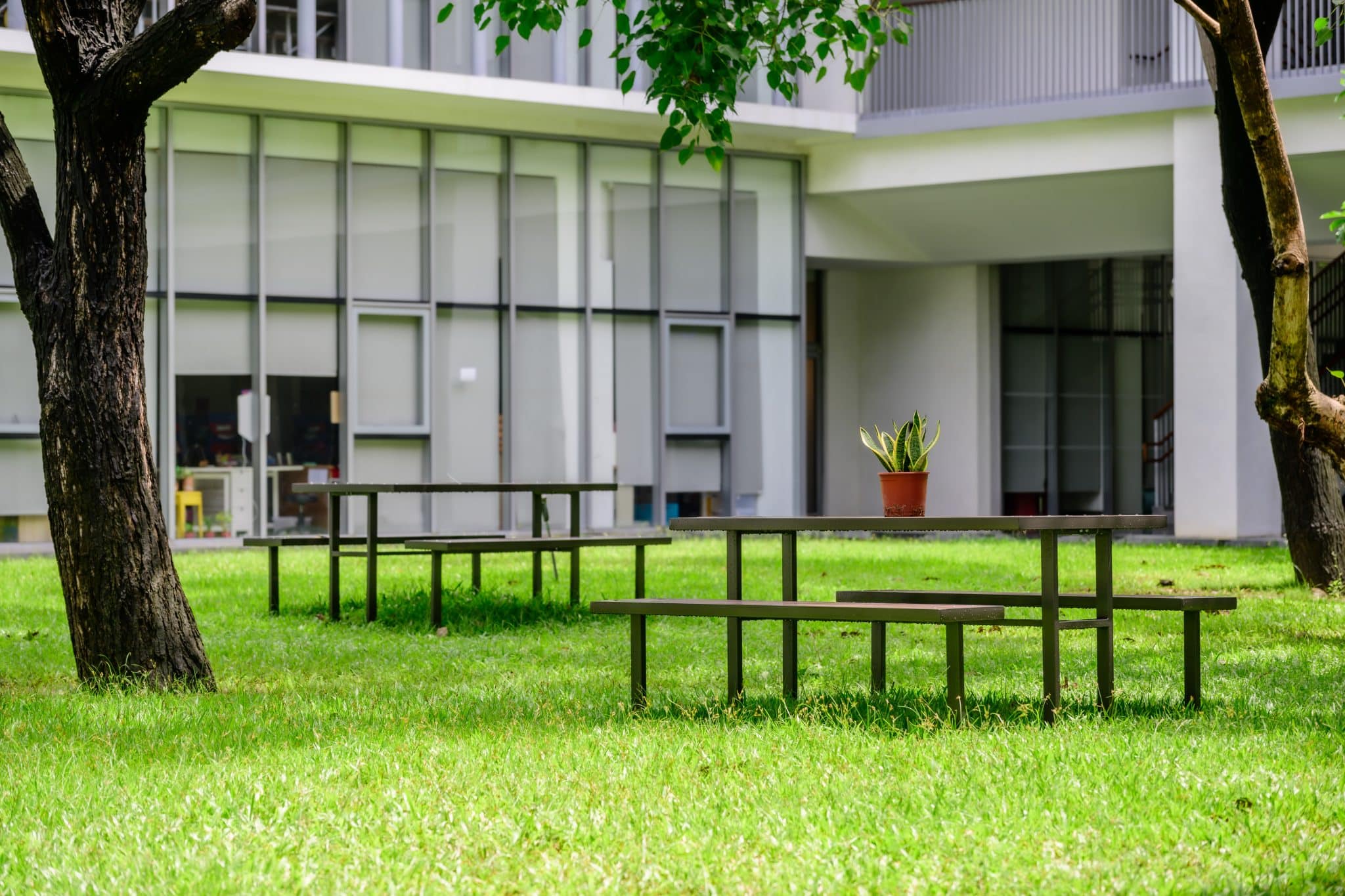 The school architecture was designed with the local culture in mind. In Taiwanese tradition, courtyards are a place for people to gather, connect, and communicate. 